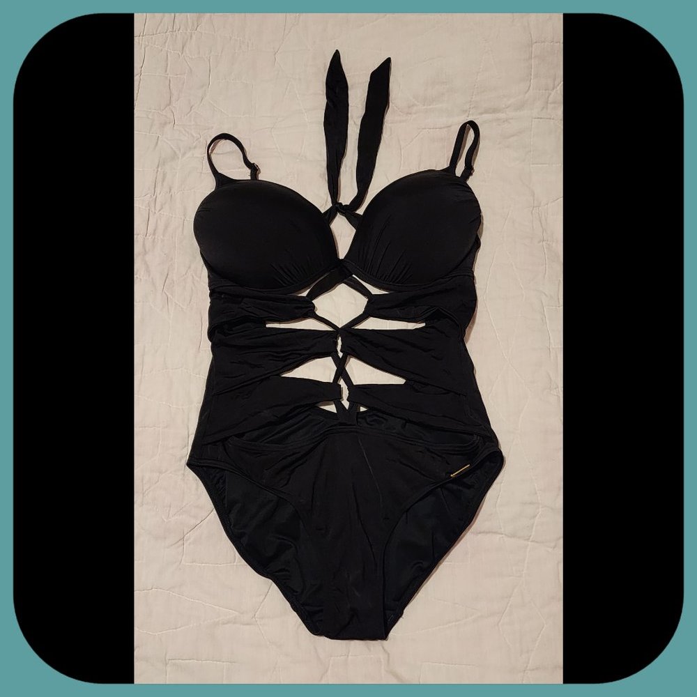 AZURA || Strappy Hollow One-Piece Bathing Suit (SIZE 10)